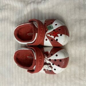 CROCS Red and White Slippers with Adjustable Strap